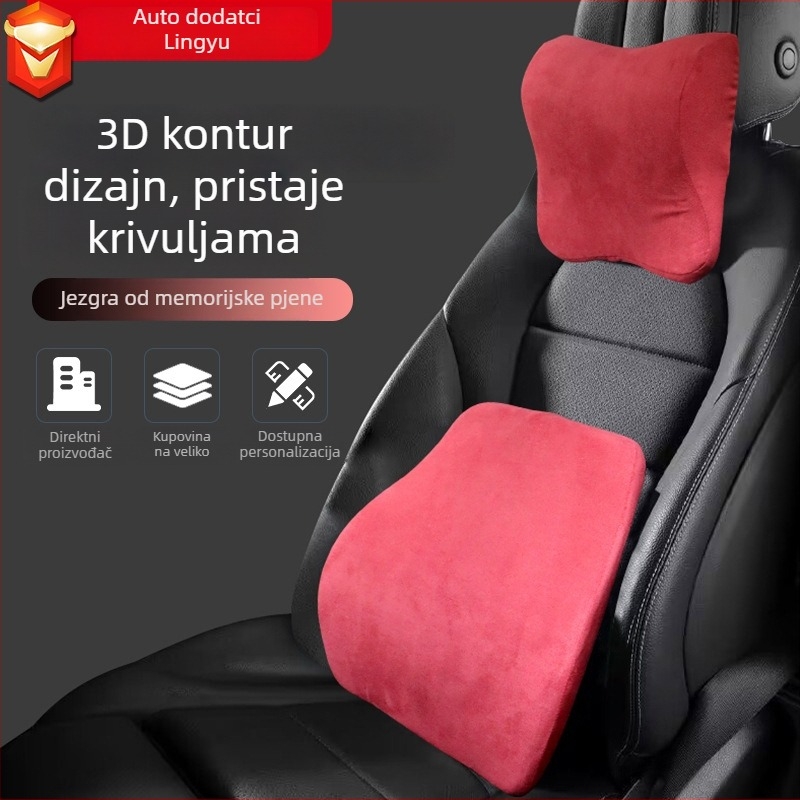 Auto jastuk za naslon za glavu s memorijskom pjenom, podrška za vrat i vozačev lumbalni podržnik, sve sezone