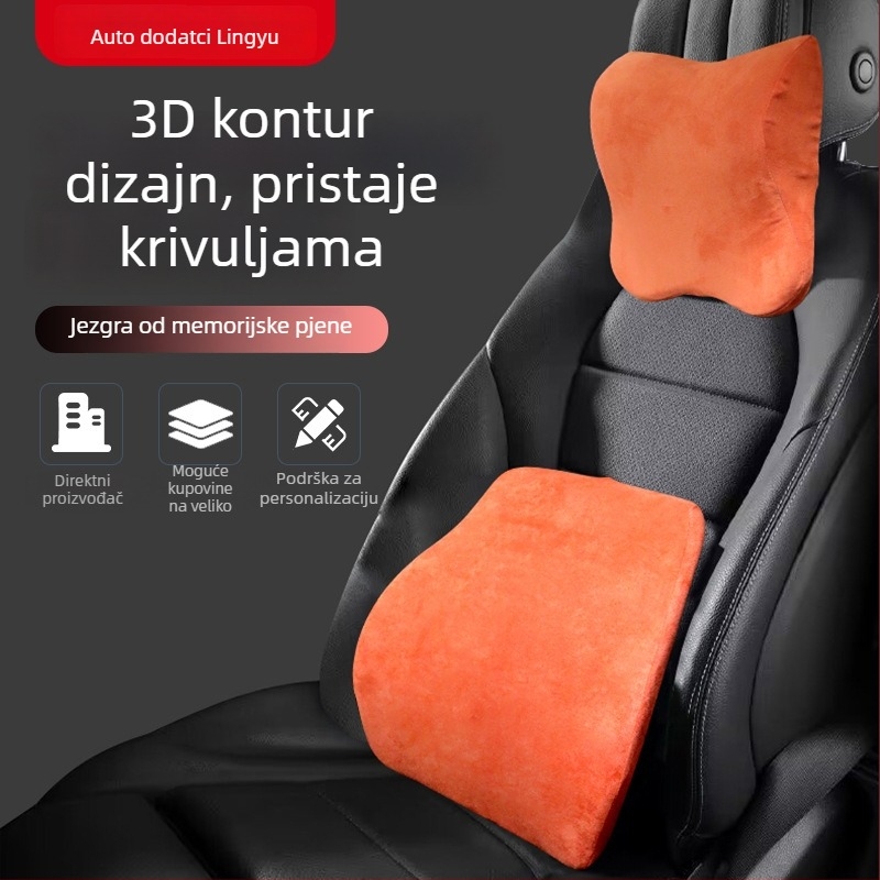 Auto jastuk za naslon za glavu s memorijskom pjenom, podrška za vrat i vozačev lumbalni podržnik, sve sezone