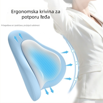 Podrška za donji dio leđa od memorijske pjene za ured, dvostruko slojevita konstrukcija, navlaka od poliestera, jastuk za leđa za duže sjedenje