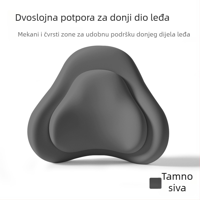 Podrška za donji dio leđa od memorijske pjene za ured, dvostruko slojevita konstrukcija, navlaka od poliestera, jastuk za leđa za duže sjedenje