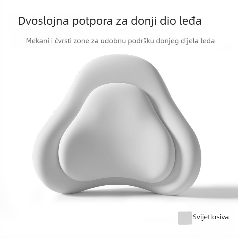 Podrška za donji dio leđa od memorijske pjene za ured, dvostruko slojevita konstrukcija, navlaka od poliestera, jastuk za leđa za duže sjedenje