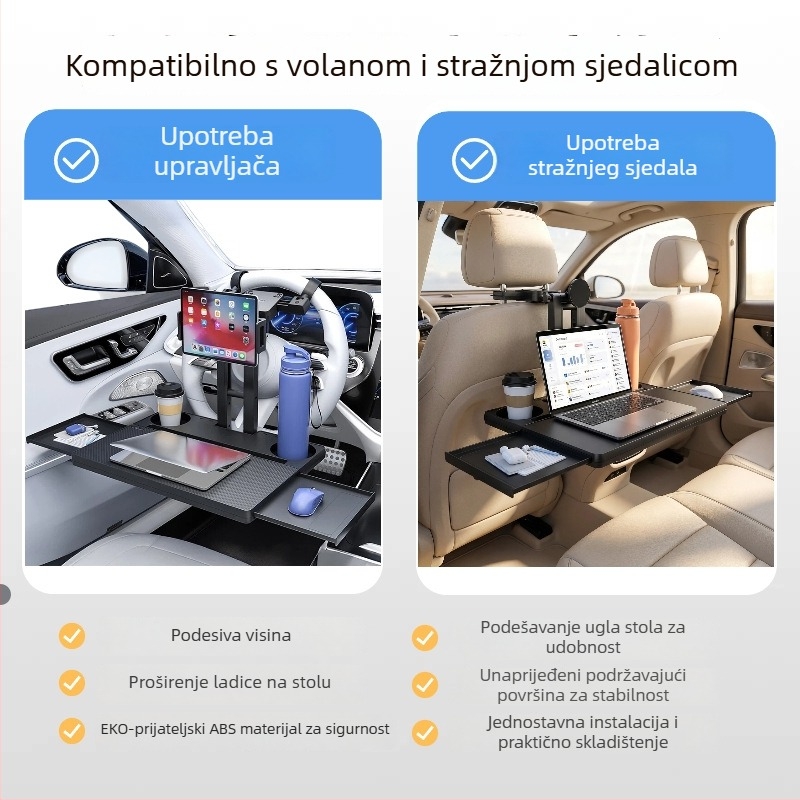 Waytogrow Auto stolni stol – ABS protuklizni, Sklopiva ploča s rotacijom i višestrukom funkcijom, Zidna montaža, Univerzalna kompatibilnost