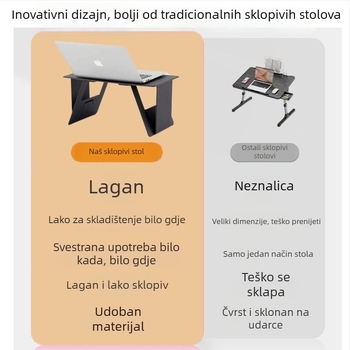 Sklopivi auto stol za laptop/tablet – univerzalni, višenamjenski, lagana umjetna ploča, ugrađeni nosač