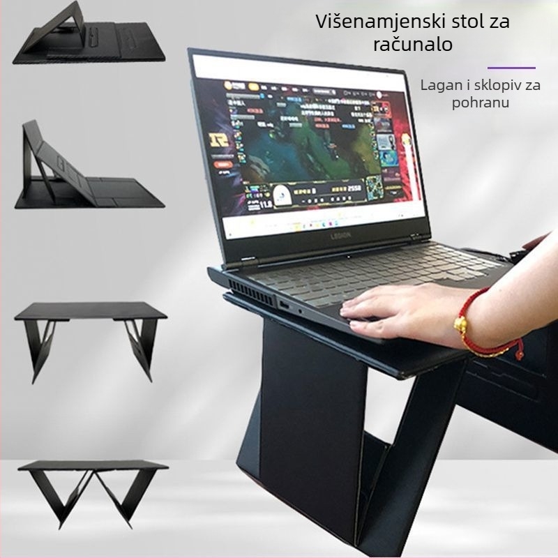 Sklopivi auto stol za laptop/tablet – univerzalni, višenamjenski, lagana umjetna ploča, ugrađeni nosač