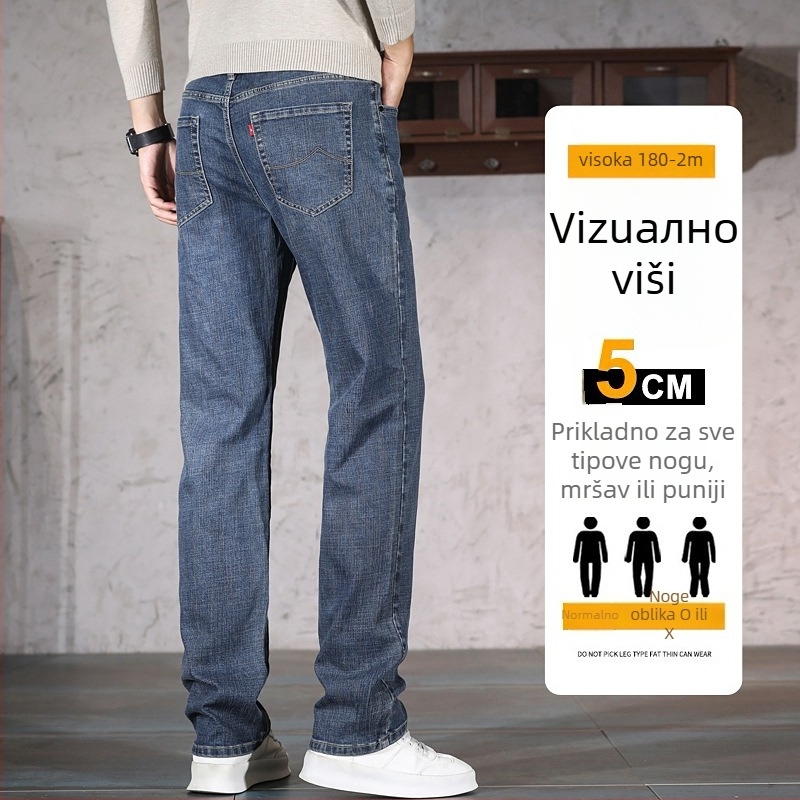 Muške traperice od denima – flis podstava, srednji struk, ravni kroj, mikroelastičnost, jesen 2025