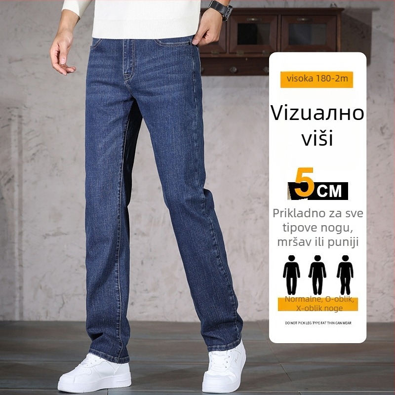 Muške traperice od denima – flis podstava, srednji struk, ravni kroj, mikroelastičnost, jesen 2025