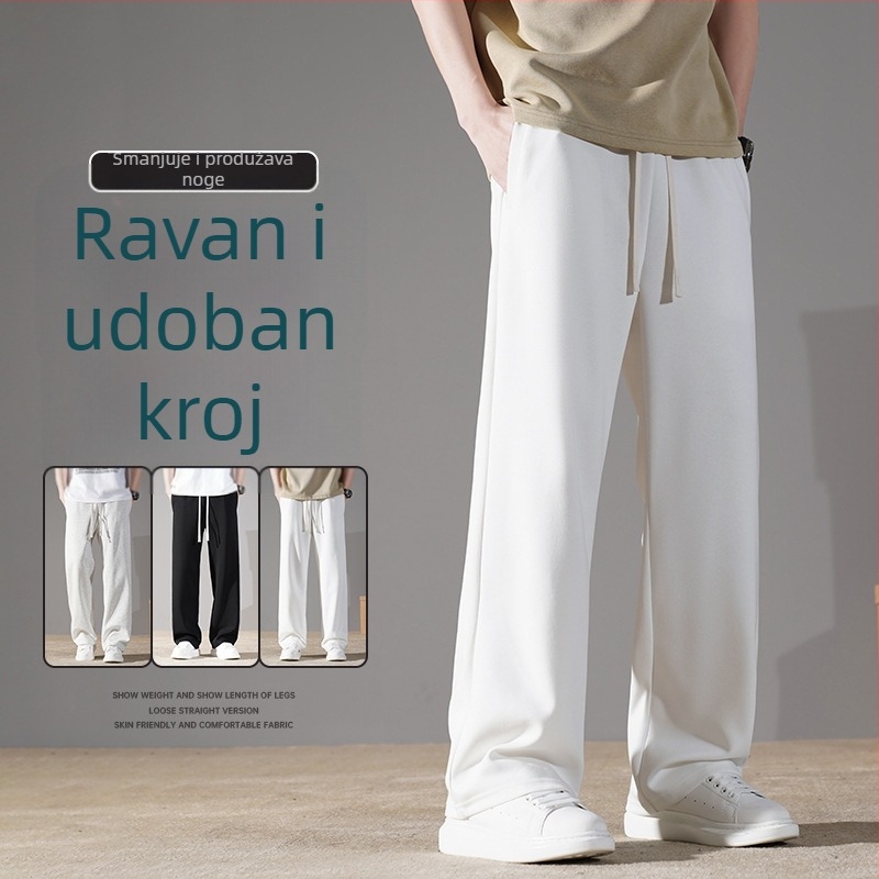 Unisex sportske hlače od pamuka s flis podstavom, srednje pojas, opušteni ravni kroj
