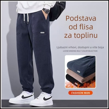 Muške corduroy sportske hlače, mješavina pamuka 65% pamuk, debele zimske hlače s pojasom (2024)