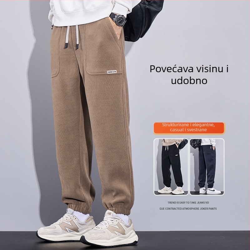 Muške corduroy sportske hlače, mješavina pamuka 65% pamuk, debele zimske hlače s pojasom (2024)
