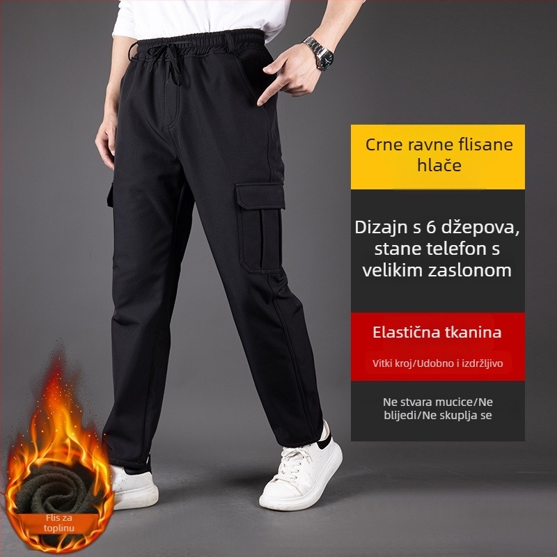 Muške zimske hlače od pamuka s flis podstavom, kamuflažnog uzorka, otporne, širokog kroja, vodootporne, radne i casual hlače za muškarce