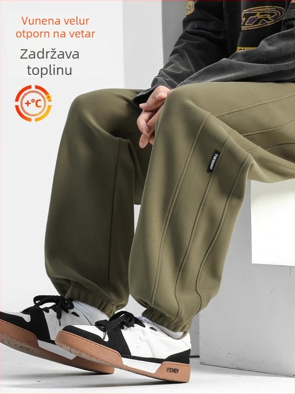 Muške hlače Nano Velvet, otporne na vjetar s flecom, širokog kroja, zimske