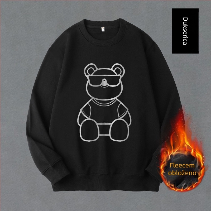 Muški sportski set od pamuk-mešavine, pulover i dugi hlače, s fleksom za toplinu, za jesen-zimu