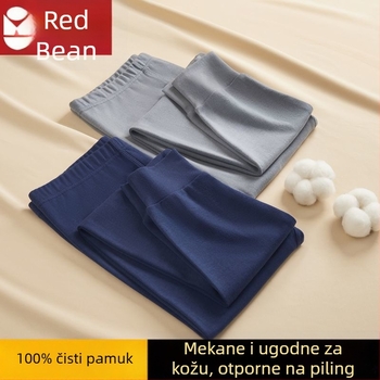 Muške termalne hlače od 100% pamuka, labave, osnovni sloj, pletene, tople za jesen
