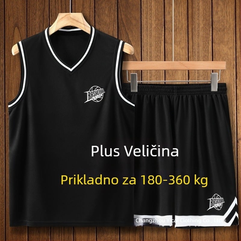 Muški bez rukava košarkaški set, ljeto 2024, brzo sušeći poliester, hlače 3/4