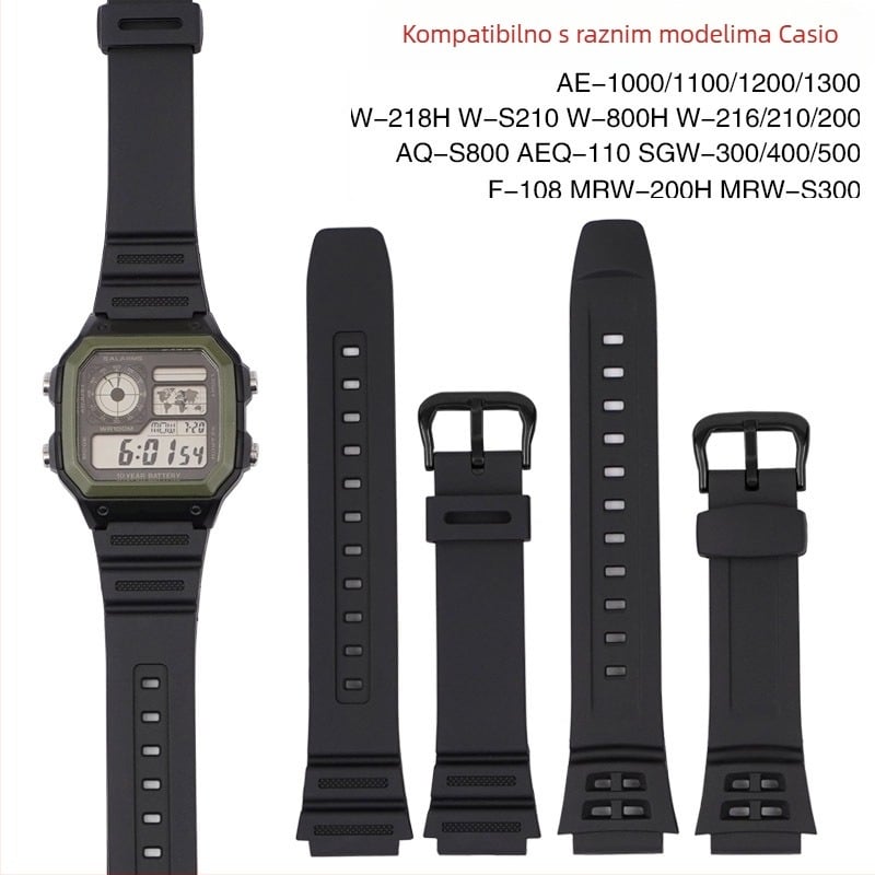 Remen za sat Zhuo Ying, kompatibilan s Casio Aq-S810W, W-735H, SGW-300; TPU materijal; Proljeće 2024; Stil All-match / Fashion Commuter