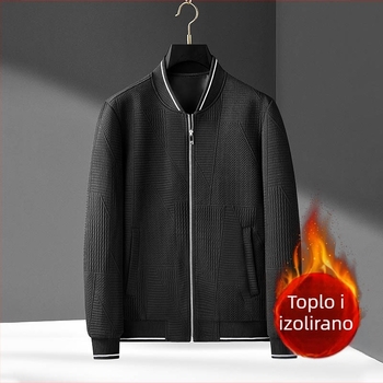 Muško jakna za poslovni stil, slobodan kroj, bez ovratnika, zatvarač, raglan rukavi, proljeće-jesen