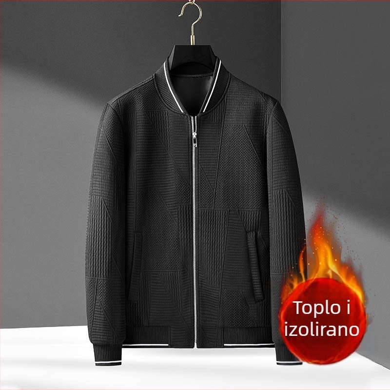Muško jakna za poslovni stil, slobodan kroj, bez ovratnika, zatvarač, raglan rukavi, proljeće-jesen