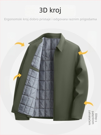 Muška poslovno-izvedena jakna za proljeće-jesen, plus veličina, s reverom i kapuljom, opuštena silueta