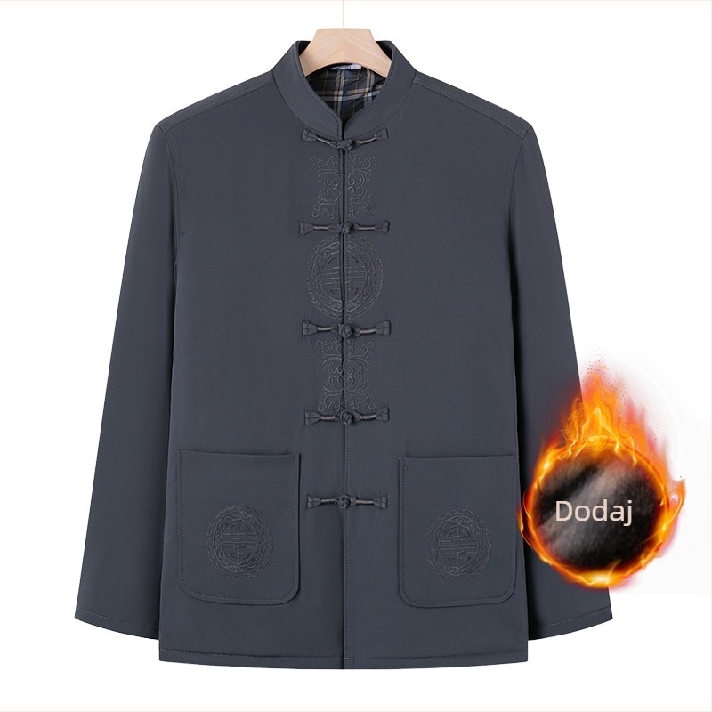 Vanjska odjeća za srednju dob i starije: dugi rukavi, stojeći ovratnik, zimska tkanina, debeli materijal, džepovi s patch detaljima