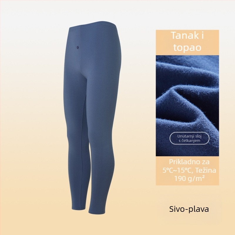 Muške donje hlače za bazni sloj — combed cotton, 95–100% pamuk, srednja debljina 181–200 g/m², antibakterijske, antistatike, zadržavaju toplinu, jednostruke, dužina hlača
