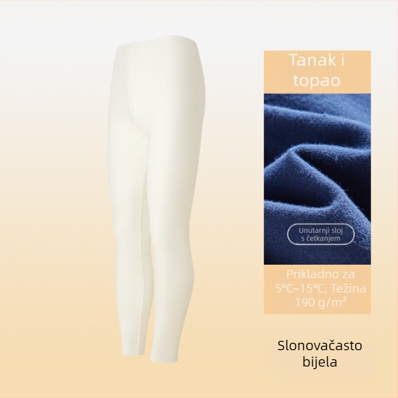 Muške donje hlače za bazni sloj — combed cotton, 95–100% pamuk, srednja debljina 181–200 g/m², antibakterijske, antistatike, zadržavaju toplinu, jednostruke, dužina hlača