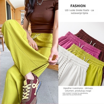 Casual ženske široke hlače - Ice Silk tkanina, visok struk, opušteni kroj, ljeto 2025