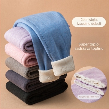 Dječje četveroslojne ultratople tople hlače s visokim strukom za jesen-zimu; materijal viskoza, mješavina kemijskih vlakana, dobna skupina 3–8 godina