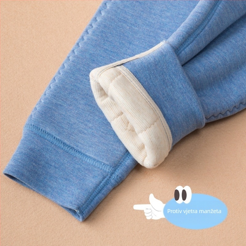 Dječje četveroslojne ultratople tople hlače s visokim strukom za jesen-zimu; materijal viskoza, mješavina kemijskih vlakana, dobna skupina 3–8 godina