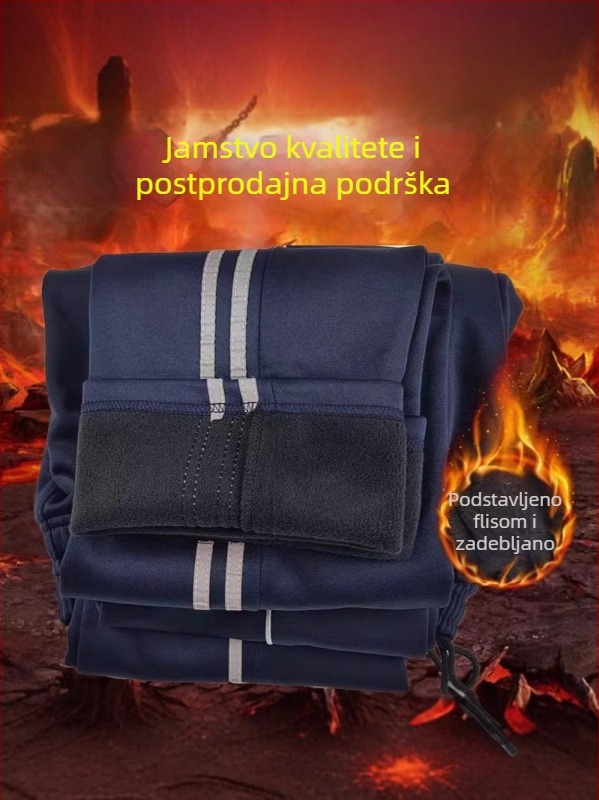 Tamno plave hlače za trening ravnog kroja s dvije trake i reflektirajućim detaljima, unisex studentski stil za jesen-zimu, sivi prugasti školski izgled