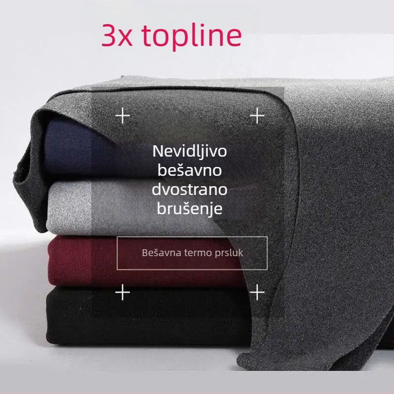 Muška topla bezšivna vest s debelim fleece podstavom, bez rukava, dvostrano češljana tkanina, jesen-zima 2024