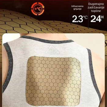 Unisex termo prsluk bez rukava s okruglim izrezom, crno-zlatne zakrpe, flis podstava od poliestera