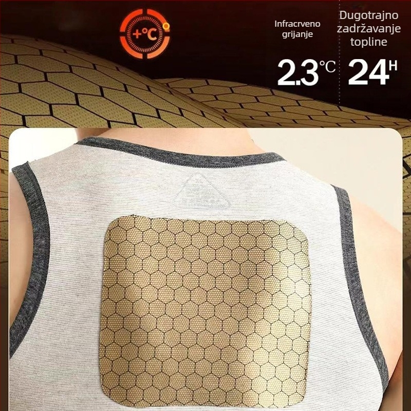 Unisex termo prsluk bez rukava s okruglim izrezom, crno-zlatne zakrpe, flis podstava od poliestera