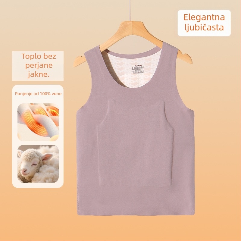 Vuneni termalni prsluk s fleec podstavom, unisex, bez šavova, okrugli izrez, 301-350 g/m², 80-90% vuna