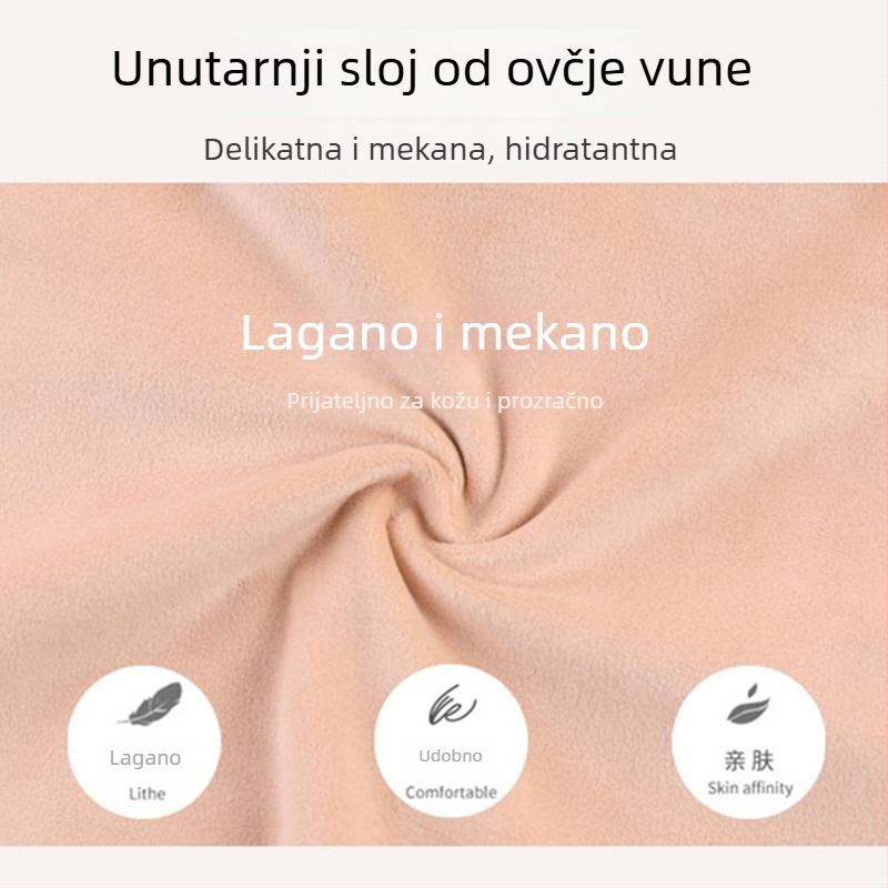 Ženski vuneni termalni prsluk s flís prednjim dijelom, dvostruki sloj, ugrađene grudne jastučiće, V-izrez, pulover