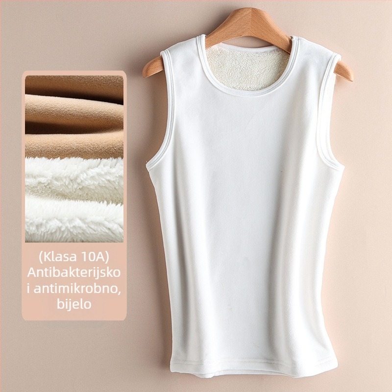 Termalna vesta s lambswool fleece podstavom, extra debela, dvostruki sloj, okrugli ovratnik, unisex