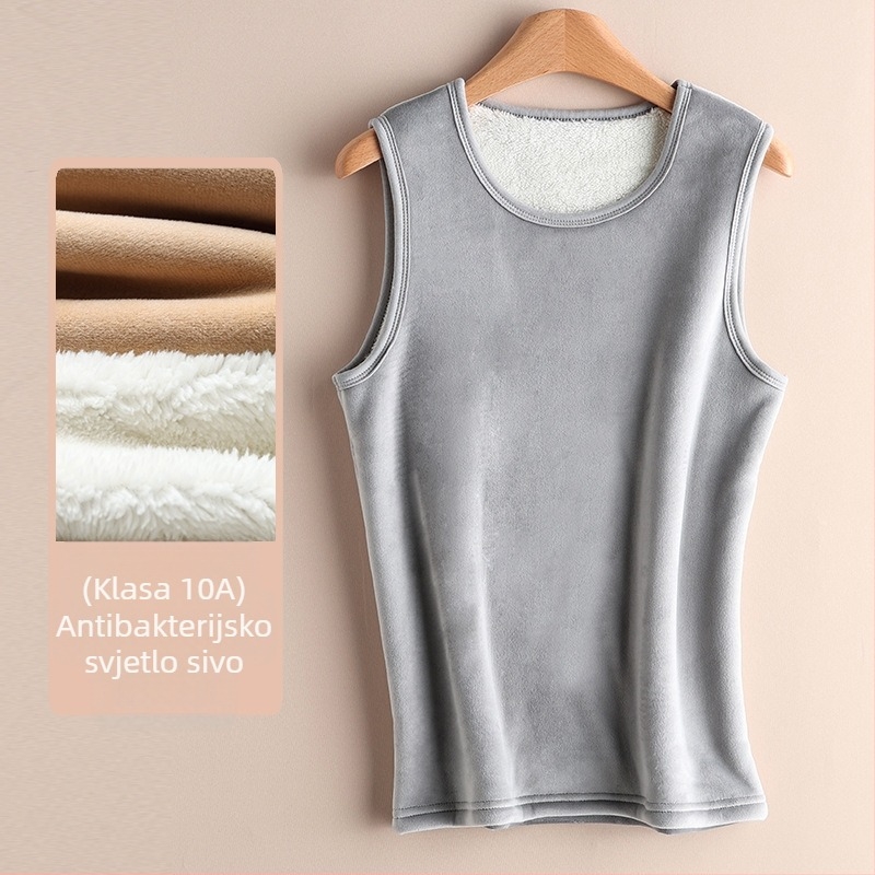 Termalna vesta s lambswool fleece podstavom, extra debela, dvostruki sloj, okrugli ovratnik, unisex