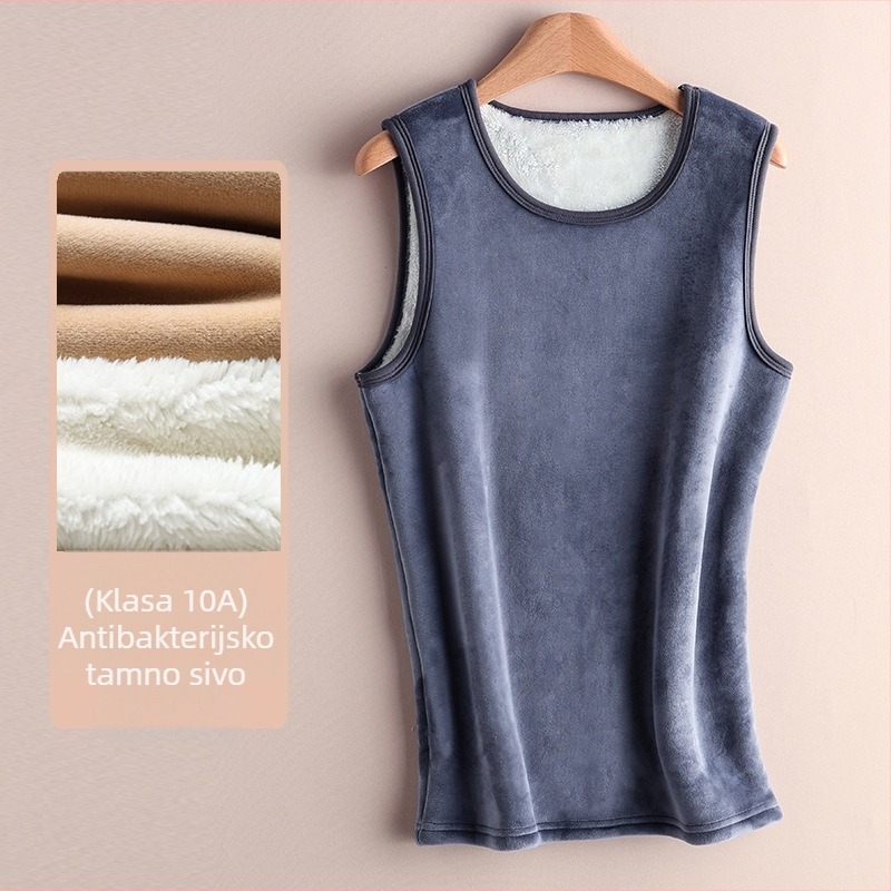 Termalna vesta s lambswool fleece podstavom, extra debela, dvostruki sloj, okrugli ovratnik, unisex