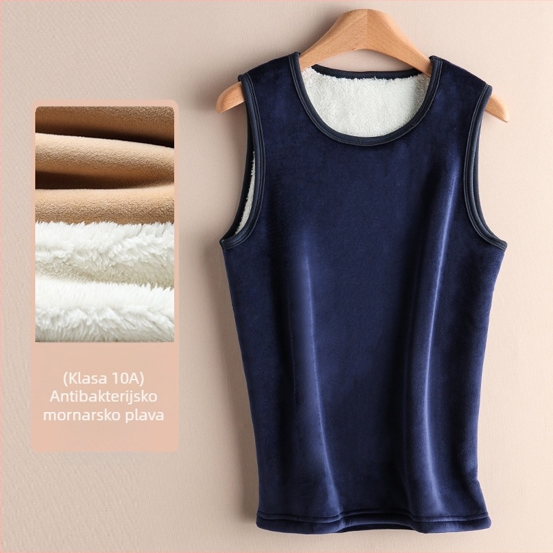 Termalna vesta s lambswool fleece podstavom, extra debela, dvostruki sloj, okrugli ovratnik, unisex