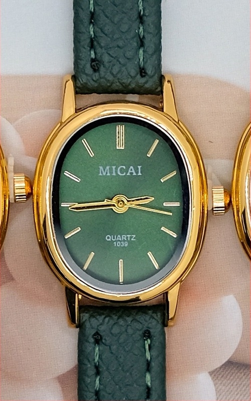 Micai Mc001 Analogni sat s ovalnim brojčanikom, kožni remen, kvarcni mehanizam