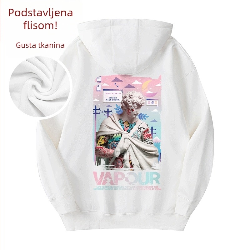 Muška jakna s kapuljom, flis podstava i vunena podstava, dugi rukavi, poliester tkanina, 3D džepovi, zimsko