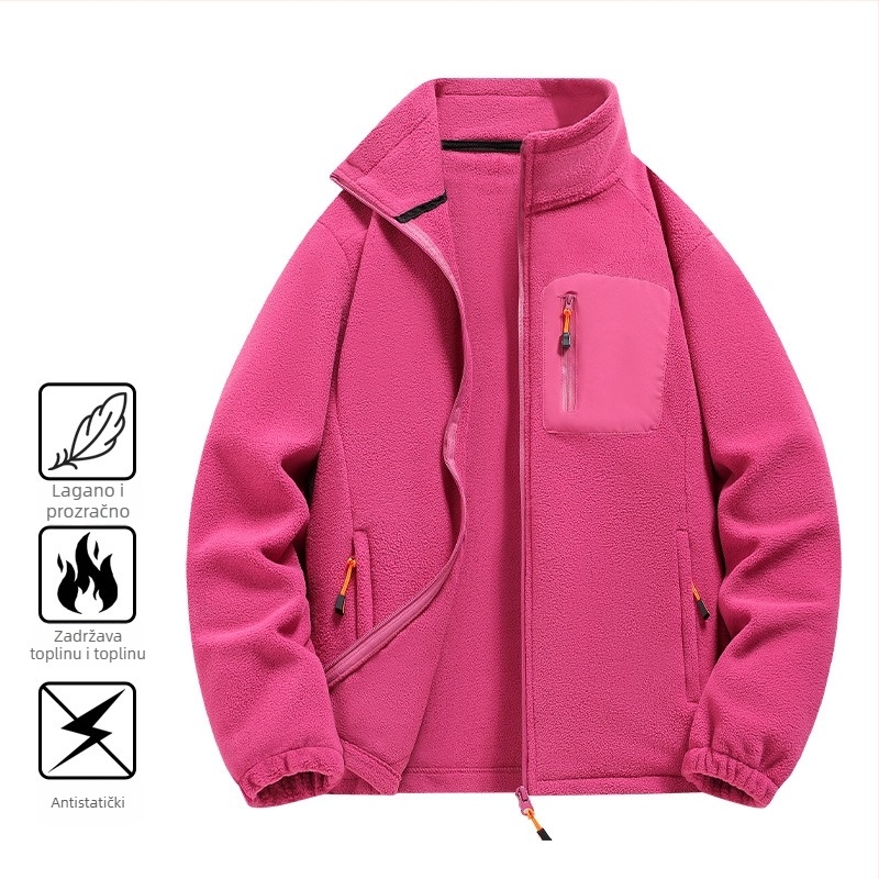 Fleece jakna, unisex, kardigan stil, polarni flis materijal i podstava, bez kapulje