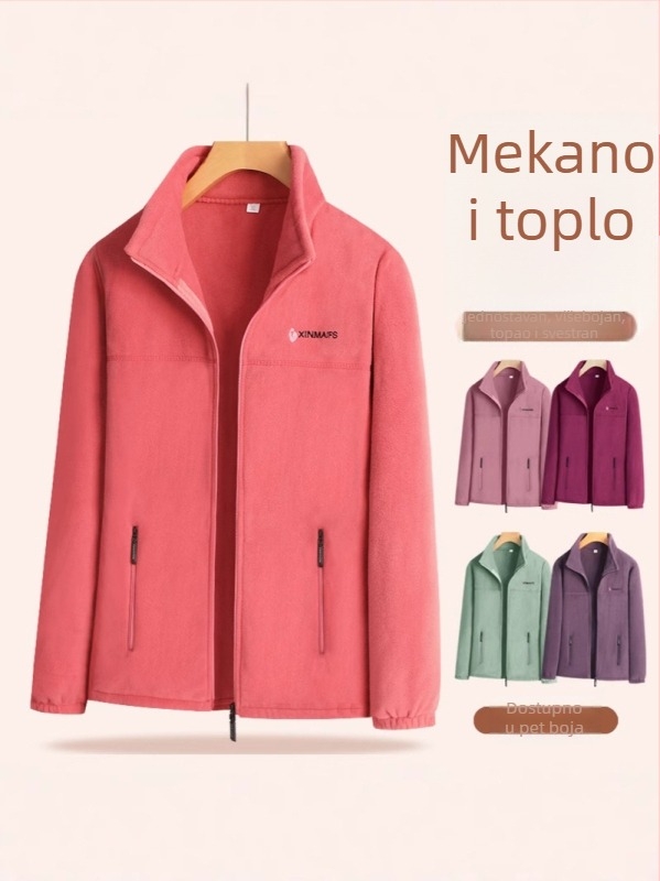 Ženska fleece jakna 2025, fin fleec materijal, topla, ležerni stil
