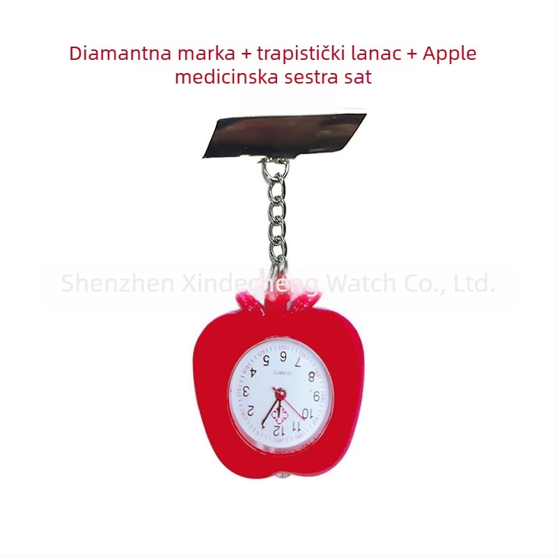 Ženski džepni sat s denim lancem – kvarcni Huachen SL39 mehanizam, 25 mm cifernik, debljina 8 mm, kućište od legure, kronograf i svjetsko vrijeme