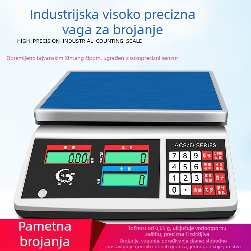 Precizna elektronička vaga za brojanje Wanlong ACS-M18, elektroničko mjerenje, napajanje baterijom, višefunkcionalna upotreba