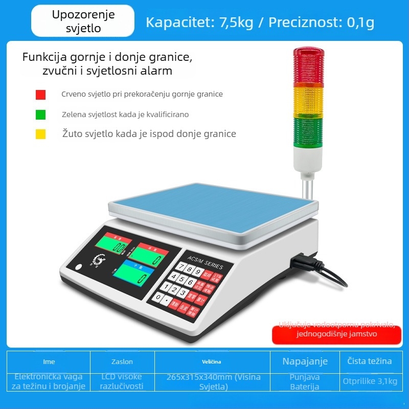 Precizna elektronička vaga za brojanje Wanlong ACS-M18, elektroničko mjerenje, napajanje baterijom, višefunkcionalna upotreba