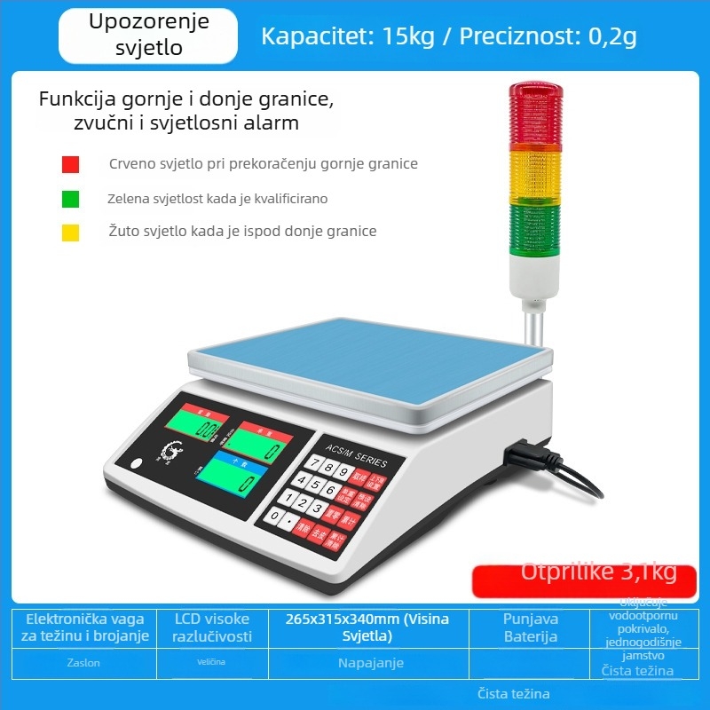 Precizna elektronička vaga za brojanje Wanlong ACS-M18, elektroničko mjerenje, napajanje baterijom, višefunkcionalna upotreba