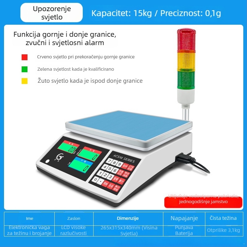 Precizna elektronička vaga za brojanje Wanlong ACS-M18, elektroničko mjerenje, napajanje baterijom, višefunkcionalna upotreba