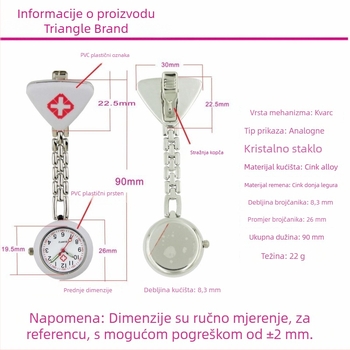 Trokutni sestrinski fob sat s luminescentnim brojčanikom, kvarcni mehanizam, za žene