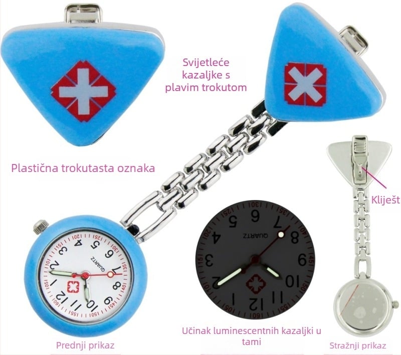 Trokutni sestrinski fob sat s luminescentnim brojčanikom, kvarcni mehanizam, za žene