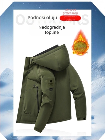 2519 Jakna s grafenskim grijanjem i kapuljom, debela podstava od pamuka, vanjska jakna za planinarenje i posao – Unisex